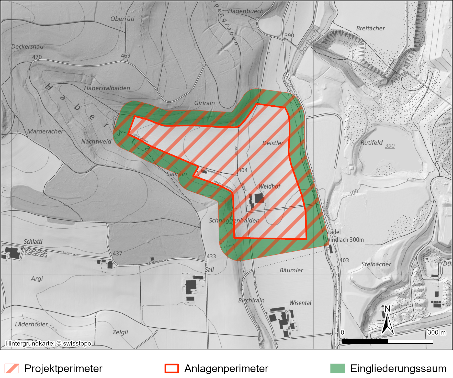 Projektperimeter mit Anlagenperimeter und Eingliederungssaum