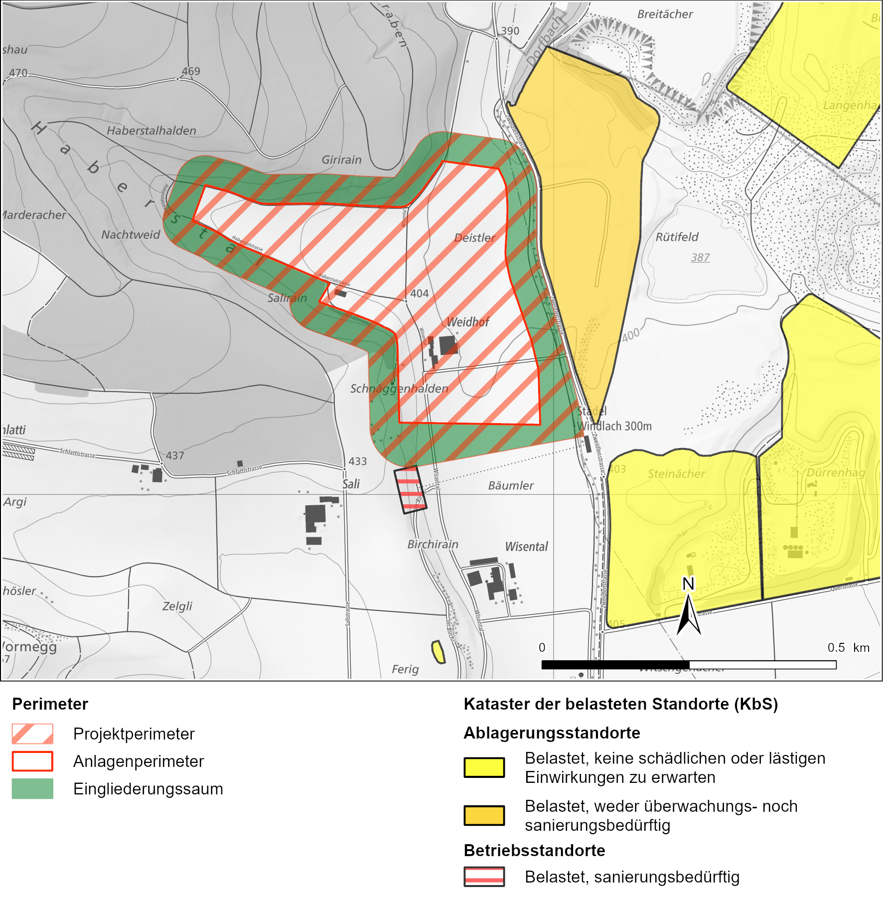 Auszug aus dem KbS des Kantons Zürich beim Projektperimeter (GIS-ZH 2024)