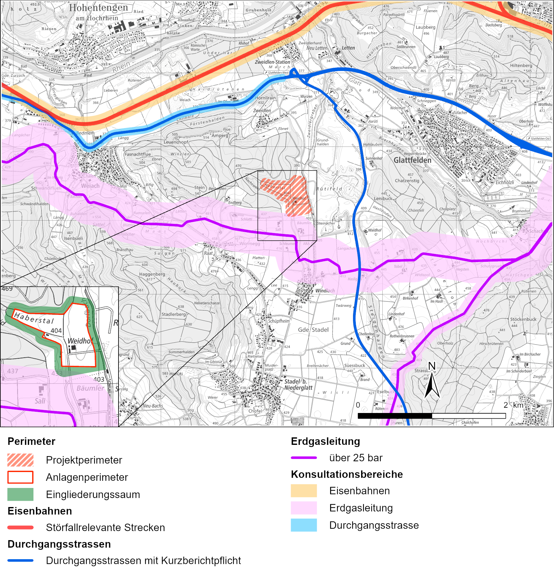 Auszug aus dem Risikokataster chemische und biologische Risiken des Kantons Zürich (GIS-ZH 2024)