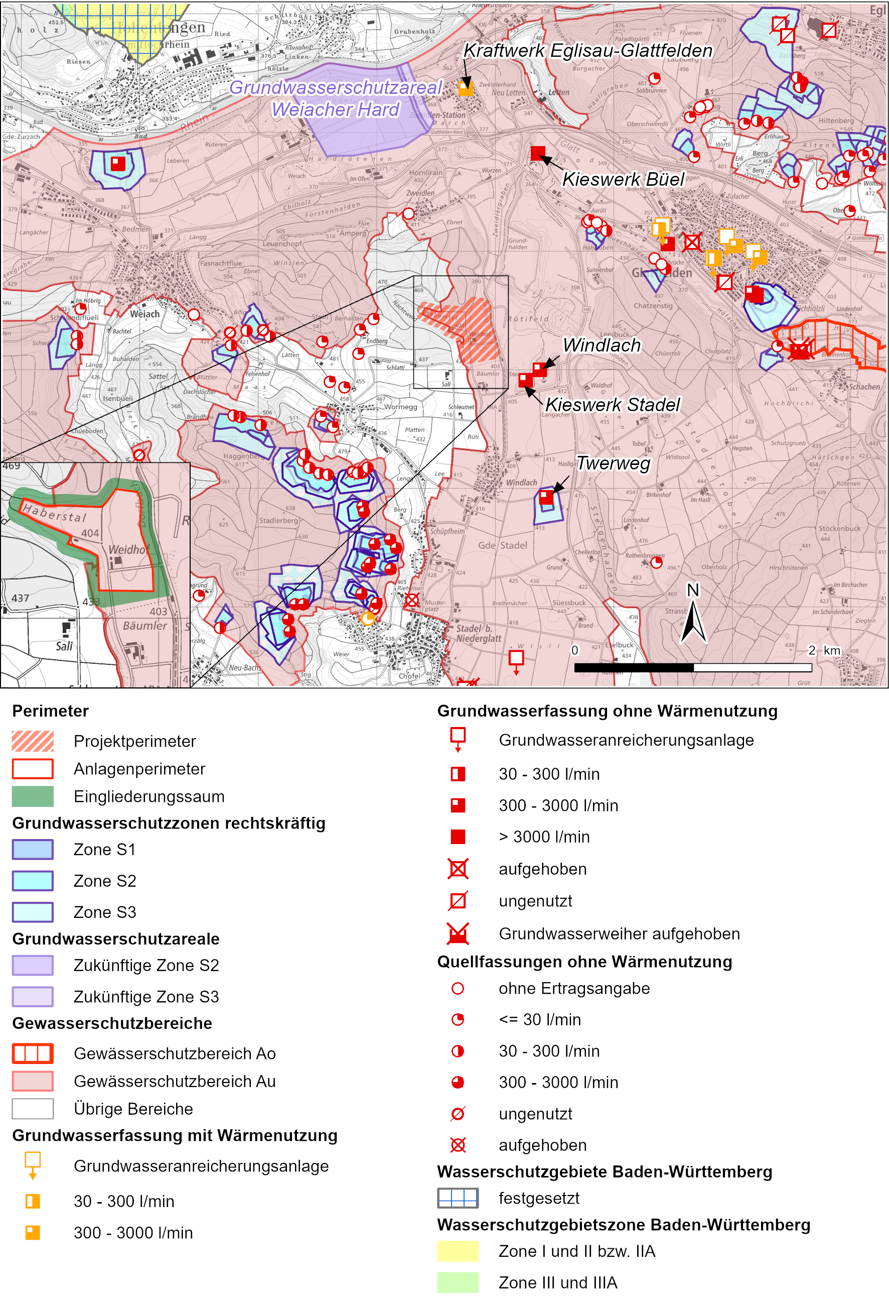 Auszug aus der Gewässerschutzkarte des Kantons Zürich im Bereich des Projekt-perimeters (GIS-ZH 2024)