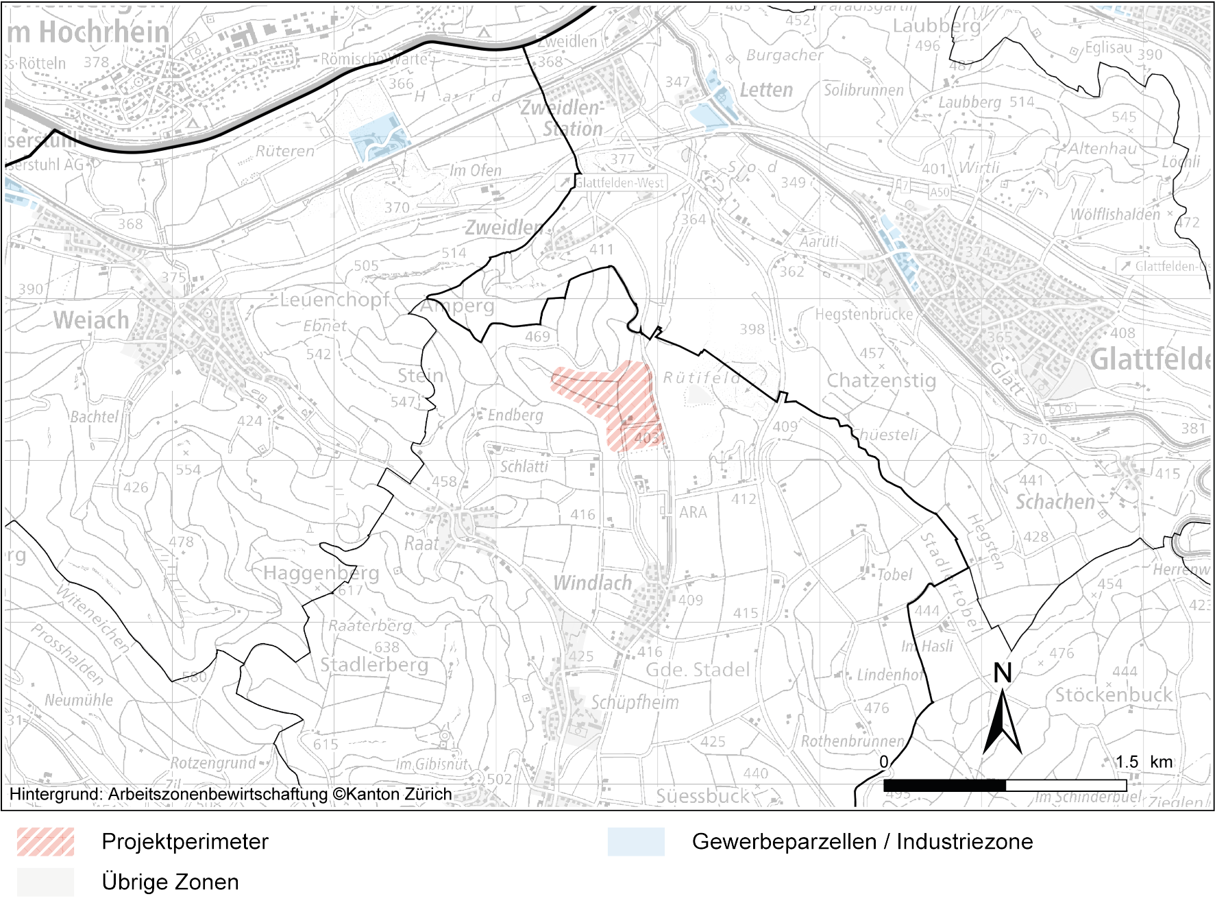 Ausschnitt aus der Arbeitszonenbewirtschaftung des Kantons Zürich (GIS-ZH 2024)
