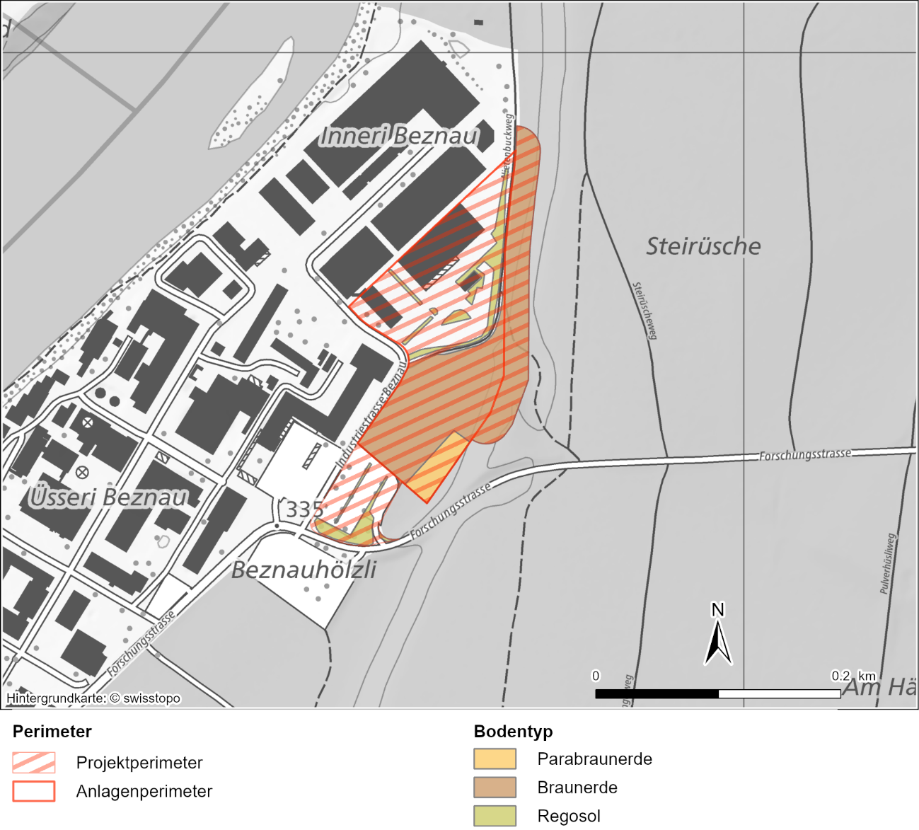 Bodentyp gemäss Bodenaufnahmen 2023 (vgl. Beilage A1)