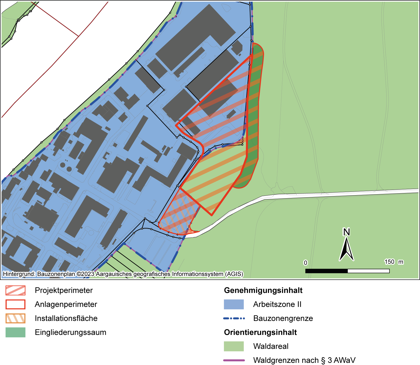 Ausschnitt aus dem Nutzungsplan Siedlung  Bauzonenplan (Gemeinde Würenlingen 2016b)